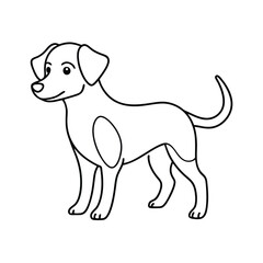 Playful dog in continuous line art drawing style. Puppy playing minimalist black linear sketch isolated on white background. Vector illustration