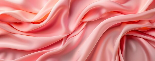 Obraz premium Pink silk fabric draped and folded, creating soft, flowing curves.