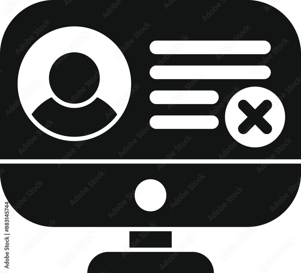 Poster computer screen showing a user profile being deleted, highlighting the concept of online privacy and