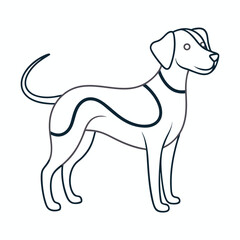 Playful dog in continuous line art drawing style. Puppy playing minimalist black linear sketch isolated on white background. Vector illustration