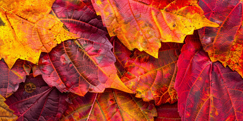 Banner with colorful fall leaves