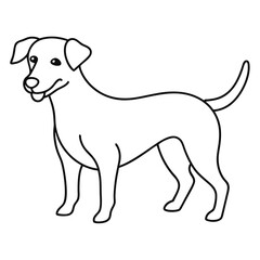Playful dog in continuous line art drawing style. Puppy playing minimalist black linear sketch isolated on white background. Vector illustration