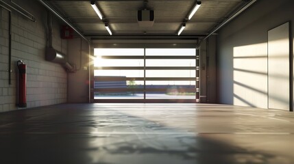 Realistic depiction of an automatic garage door opener in a natural and authentic environment