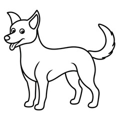 Playful dog in continuous line art drawing style. Puppy playing minimalist black linear sketch isolated on white background. Vector illustration