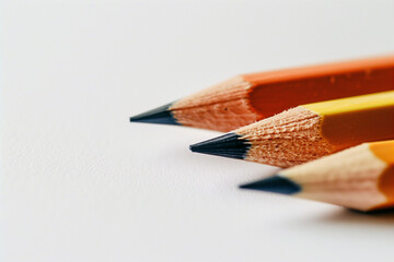 pencils on table with white background