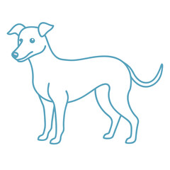 Playful dog in continuous line art drawing style. Puppy playing minimalist black linear sketch isolated on white background. Vector illustration