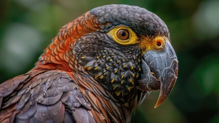 Obraz premium Detailed Close-up of a Norfolk Kaka's Beak with Vibrant Colors and Texture