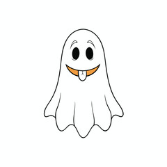 A Halloween Ghost Cartoon Clipart Vector Art Illustration on White Background.