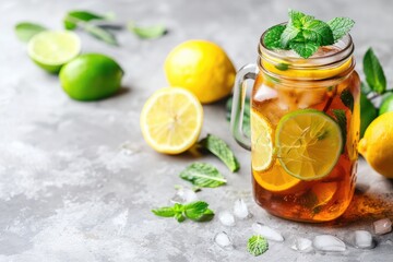 Refreshing Iced Tea with Lemon and Lime