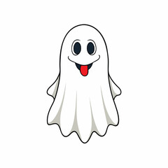 A Halloween Ghost Cartoon Clipart Vector Art Illustration on White Background.