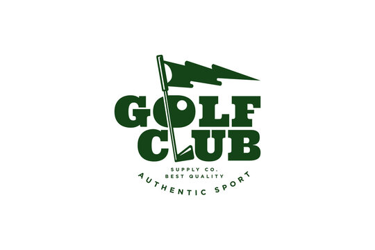 typography golf club symbol icon logo design. golf lettering with golf club, golf ball, flag, hole and golf course logo concept golf logo for golfer, golf sport, golf tournament and golf club