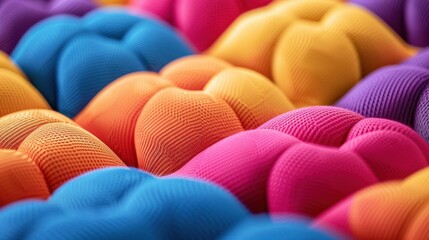 Obraz premium 3D puff texture fabric with vibrant colors resembling an inflatable mattress, offering a playful and textured appearance.