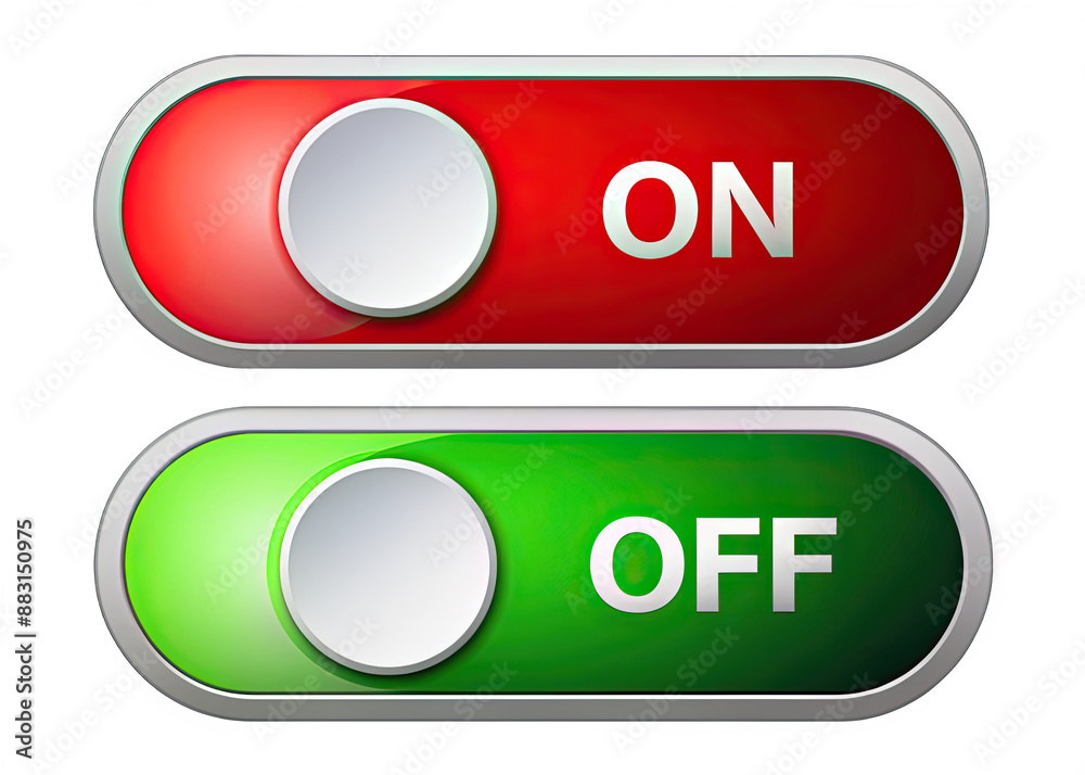 Canvas Prints two modern toggle buttons, one red with on and one green with off, showcasing the classic on and off