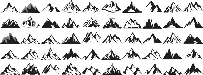 Fototapeta premium Mountains icon vector set for hike, travel illustration, camping symbol collection. 02