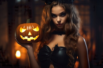 Halloween Beauty with Jack-o-Lantern