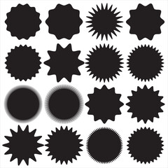 Set of Vector Starburst Badges. Simple Flat Style Vintage Labels, Stickers.