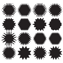 Set of Vector Starburst Badges. Simple Flat Style Vintage Labels, Stickers.