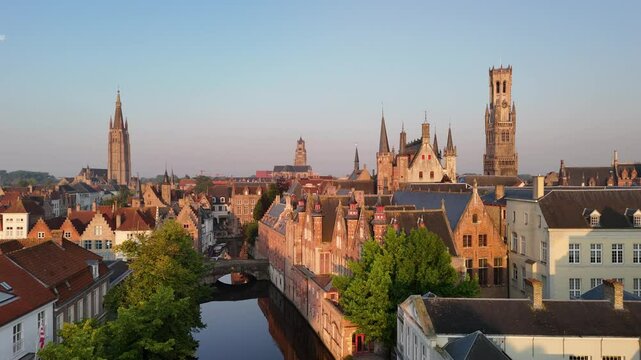 A Golden Dawn Over Bruges' Historic Canals