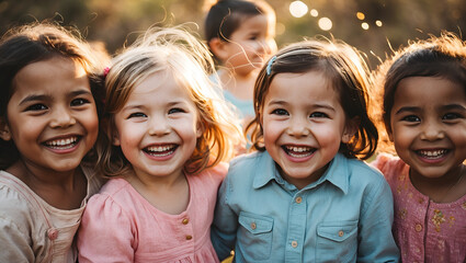 Fototapeta premium Heartwarming Childhood Joy Captured in Vibrant Photograph