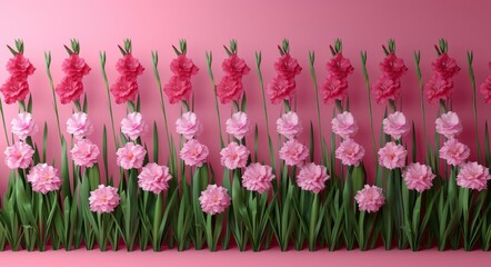 Fototapeta premium Beautiful Pink Tulips in a Striped Pattern