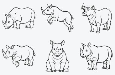 Majestic Rhinoceros Line Art Collection, The Ultimate Compilation of Elegant and Powerful Rhino Illustrations