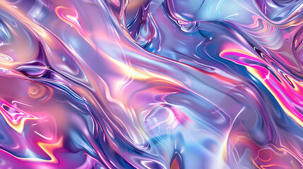 Obraz premium smooth, flowing, and glossy ribbon-like forms in a variety of iridescent colors using a macro lens during twilight.