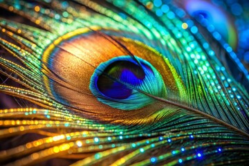 Obraz premium Luminescent surface of peacock feather