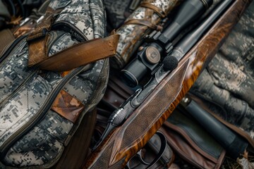 Hunter's equipment and accessories. The concept of controlling the population of wild animals or for obtaining trophies.
