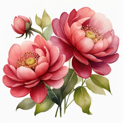 Vector peony flowers © Watercol