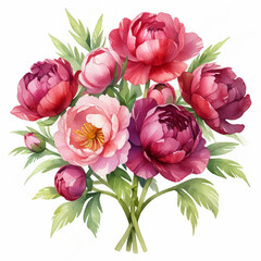 Elegant floral seamless pattern with flower and leaves watercolor on white background.