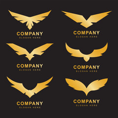set of golden wings logo design vector graphic symbol icon sign illustration creative idea