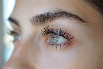 Obraz premium delicate eyelash extensions are bonded to natural lashes