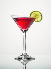 Red Cocktail with Lime Garnish