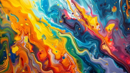 Naklejka premium An abstract background with swirling colorful paint patterns, creating a vibrant artistic look.