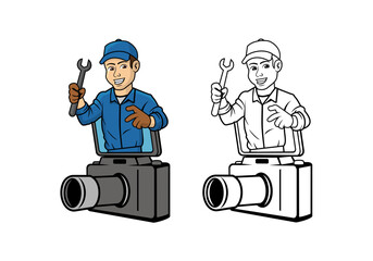 Camera Technician Character Design Illustration vector eps format suitable for your design needs logo illustration animation etc