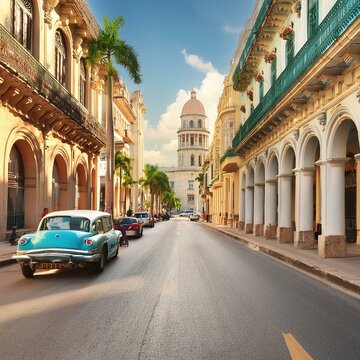 Fototapeta street in Havana, Cuba, AI generated