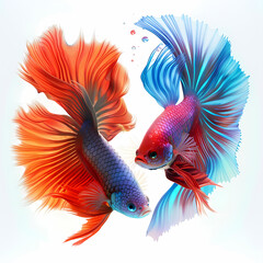 Fototapeta premium 3D fighting fish in white background vector image
