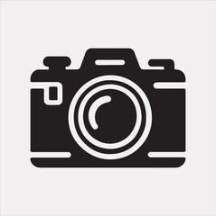 Camera silhouette vector on a white background