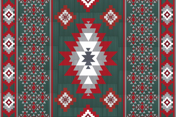 Navajo tribal vector seamless pattern. Native American ornament. Ethnic South Western decor style. Ikat Boho geometric ornament. Vector seamless pattern. Mexican blanket, rug. Woven carpet