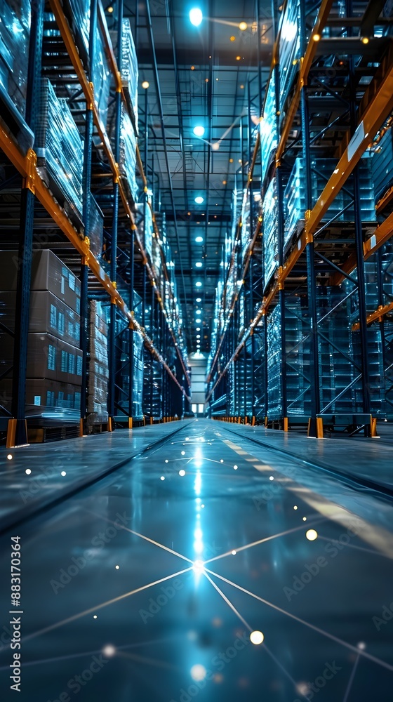Poster ai driven logistics center optimizing supply chain management and resource allocation
