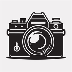Camera silhouette vector on a white background