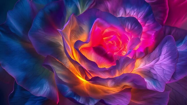 The shape of a lisianthus bloom, Galactic colors, Radiant, radiating, Neon colors light, Beautiful flower	