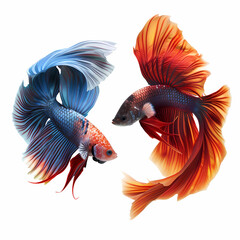 Fototapeta premium 3D fighting fish in white background vector image