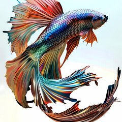 Fototapeta premium 3D fighting fish in white background vector image