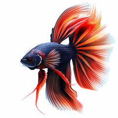 3D fighting fish in white background vector image