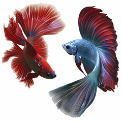 Fototapeta premium 3D fighting fish in white background vector image