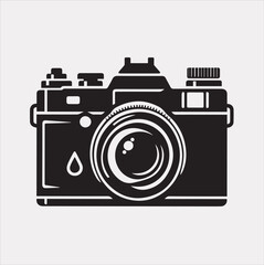Camera silhouette vector on a white background