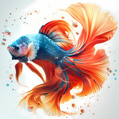 Fototapeta premium 3D fighting fish in white background vector image