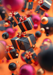 Exciting Black Friday sales campaign in a dynamic 3D render, highlighting discounts and deals