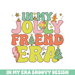 In my jolly friend Christmas era groovy retro, Merry Christmas retro designs